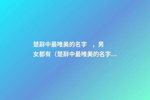 楚辭中最唯美的名字，男女都有（楚辭中最唯美的名字,男女都有什么）